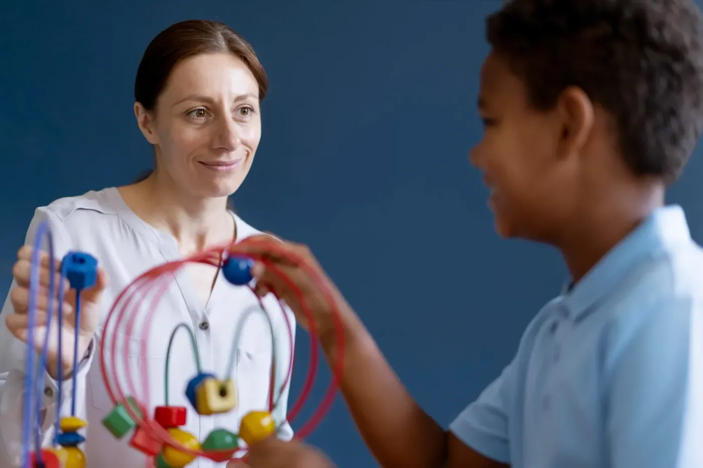 Therapist guiding a patient through vestibular rehabilitation exercises