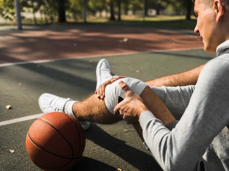 Physical therapist assessing a sports injury with rehabilitation focus