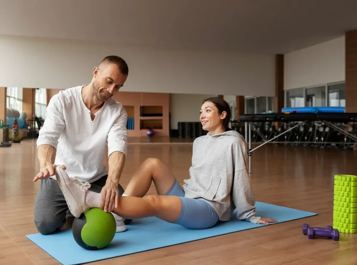 Athlete performing return-to-sport rehabilitation drills